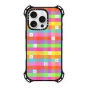 iPhone 16 Pro Bounce Case MagSafe Compatible Transparent Vibrant Neon Multicolor Checkered Hearts Stars Pattern