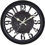 ALEOHALTER Wall Clock, Outdoor Clock Silent Non-Ticking Metal Clock Decorative Clock Hanging for Patio Garden, Pool, Home Office School Kitchen Use(Black)