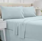Twin Bed Sheet Set, Soft Microfiber Hotel Luxury Extra Deep Pocket, 3 Piece Blue