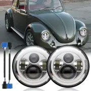 For VW Dune Buggy Rail Buggy 7" Round LED Headlights Halo Hi/Lo DRL Turn Signal