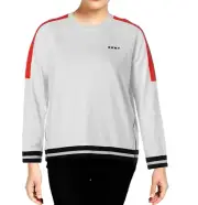 DKNY Sport Womens Sport Colorblocked Varsity Stripe Pullover Top sz XL X-Large