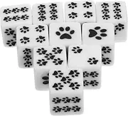 SUPVOX 10pcs Cartoon Resin Game Dice with Paw Pattern Lightweight Dice Props for Board Games Parties and Events and Deform Resistant Play Accessories
