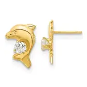 *BRAND NEW* 14k Yellow Gold Madi K Dolphin with CZ Post Earrings