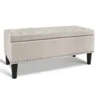 Storage Ottoman Blanket Box 96cm Linen Taupe Artiss