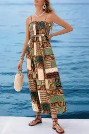 Cupshe Patchwork Paradise Paisley Midi Dress - Green,L