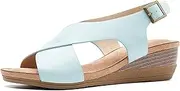 [Gikleihwy] Crossover Wedges Rome Sandals for Women's Lady Simplicity Lightweight Anti Slip Dress Shoes with Arch support Adjustable Buckle Slip On Slipper