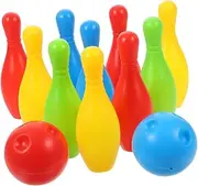 KICHOUSE Playful Boys and Girls Bowling Game Mini Plastic Bowling Set Includes Ball Pins Enhance Fine Motor Skills for Indoor Use