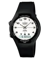 在飛比找Yahoo!奇摩拍賣優惠-CASIO卡西歐經典雙顯示錶款LCD時間顯示，可同時顯示兩地