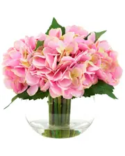 Creative Displays Pink Hydrangea Arrangement in Glass Bubble Vase