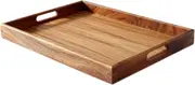 Walnut Wood Serving Tray with Handles - Stylish Coffee and Food Tray for Home, Ottoman, or Dining Use(15.7 Inches)