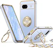 [XYZ] Pixel 8A Case with Stand, Double Ring, Hearts, Blue