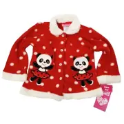 NEW Christmas Jacket Toddler Girls Size 24 Months 24mo Red Pandas Fleece Santa
