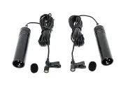 2 x Pro 48V Phantom Power XLR Cannon 3-Pin Tie Clip On Lavalier Lapel Microphone