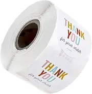SEWACC 1 Roll Thank You Sticker Self Adhesive Present Wrap Stickers for Bag Sealing Labels for Parties Baking and Small Business Packaging