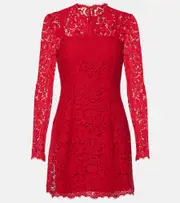[Dolce & Gabbana] Dolce & Gabbana Cotton-blend lace minidress AU 18 red
