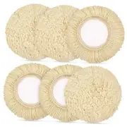 6 Pcs Wool Polishing Pad Hook Loop Buffing Pad for Drill Curved Edge 3 Inch