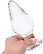 NewMaxer Huge Head Glass Butt Plug Crystal Anal Plug Bum Plug Pleasure Bomb Plug Anal Trainer Anal Expander Training Sex Toy (6.3inch L)