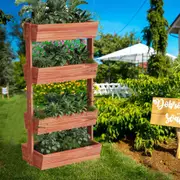 Natural Solid 4Tier Wooden Ladder Garden Bed Stand Extre Large Planter Fruit Box