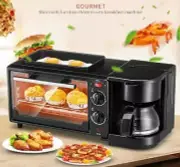 110V 220V Multifunction 3 In 1 Breakfast Machine Toaster Oven Pan Frying Coffee