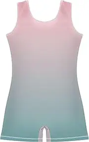 [GAIGEO] Girls Leotards for Gymnastics Toddler Unitard Ballet Outfit with Shorts Blush Pink Cadet Blue Gradient 2-3t