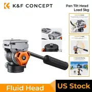 K&F Concept Video Fluid Tripod Head Pan +/-90° Tilt w/ Acra Quick Release Plate