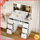 Dressing Table Set Makeup Mirror Storage 7 Drawer 11 LED Bulbs Vanity Table