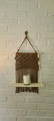 Macrame wall hanging shelf