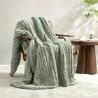 Amélie Home Soft Chunky Knit Throw Blanket Thick Chenille Yarn Cozy Knit Thro...