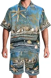 [KQNZT] Men's Hawaiian Short Set, 2 Piece Set for Men, Vacation Outfits for Men, Woman Pink Ribbon, Men's Shirt and Short Sets