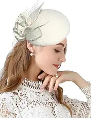 [ORIDOOR] British Style Pillbox Hat Women Church Wedding Winter Vintage Fascinator Beret 100% Wool Felt Hat with Veil