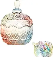 950ml Candy Sweet Jar with Lid, Glass Candy Storage Jar Embossed Luxury With Lids Jewelry Box Jars, Crystal Dish, Iridescent Jewelry Box Wedding Biscuit Containers Decorative for Home Party