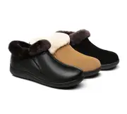AUSTRALIAN SHEPHERD® UGG Slippers Sheepskin Wool Collar Ankle Daley - Black / AU Ladies 12 / AU Men 10 / EU 43