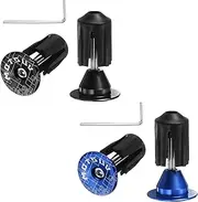 uxcell 2Pair Bike Handlebar End Plugs Aluminum Bar End Caps 16-21mm Adjustment Expanding Locking with Tool for MTB Road BMX Fixed Gear Bike, Blue Black