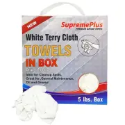 New White Terry Towel Rags For Multipurpose Cleaning - 5 lbs. Compressed Box