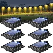 BILLION DUO Solar Gutter Lamp for Outdoor Use, Pack of 6 Solar Lights for Outdoor Garden, Waterproof 40 LEDs Fence Lighting, Black Solar Wall Lamp, Warm White Solar Light for Garage, Patio
