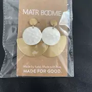 Matr Boomie Hammered Dangle Earrings Gold and Silver Tone