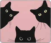 Funny Cat Mouse Pad Square Cute Mouse Pads for Wireless Mouse Small Office Computer Mousepad for Desk Laptop with Non-Slip Rubber Base Mouse Mat, 7.9×9.5 in, 3 Cats (Pink)