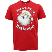 New Kids Christmas Xmas T Shirt Tee Tops 100% Cotton Boys Girls Gift Red White - Don't Stop Believin (Red)