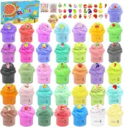 36 Pack Mini Butter Slime Kit with Funny Fruits Charms, Super Soft & Non-Sticky,