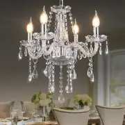 MALOSA Clear Mini Crystal Chandeliers,Vintage Small Candle Chandelier,Bedroom...