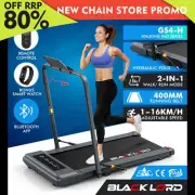 BLACK LORD Treadmill 2 IN 1 Electric Walking Pad 400mm Hydraulic Foldable Grey