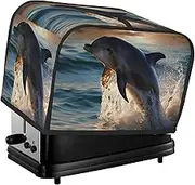Beautiful Dolphin Toaster Cover 2 Slice Bread Machine Covers Waterproof Universal Size Kitchen Small Appliance Cover with Hang Loop, Dust and Fingerprint Protection