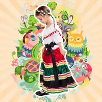 在飛比找蝦皮購物優惠-女童傳統民俗墨西哥禮服兒童迪士尼公主服裝親子學校聚會聯合國活