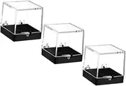 CORHAD Mineral Stones Display Boxes Plastic Specimen Boxes Storage Case Set Black Base