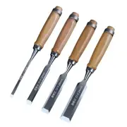 Woodworking Flat Chisels Set of 4 Wood Carving Chrome Vanadium Steel Chisel Set
