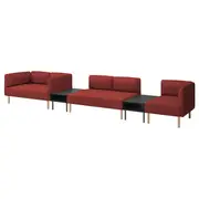 LILLEHEM 5-seat modular sofa with side table, Gunnared/brown-red wood