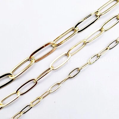 Gold Paperclip Chain Sold by FT, 3x6mm 4x10mm 5x14mm Links for Jewelry DIY