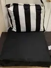 New 2 Piece Black & White Striped Patio Chair Cushion Set Seat & Back Pillow