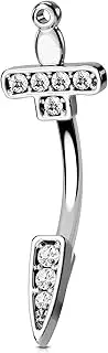 [OUFER] 16G Dagger Rook Piercings Daith Helix Earring Cartilage Clear CZ Eyebrow Lip Ring Silver Curved Barbell Bar 316L Surgical Steel Tragus Stud Conch Earrings Body Jewellery