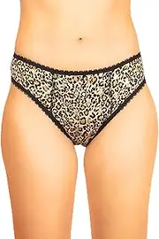 [Haute pression] Women's Camellia Brazilian Panties Leopard with Elastic Lace Waist and Thighs, Urinary Leakage T46 Underwear, UK 18, Leopard, 18